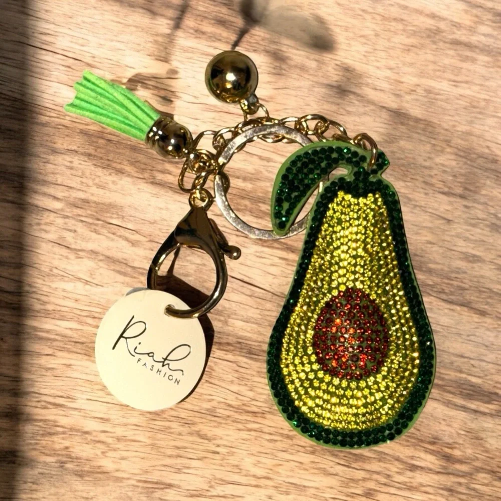 Green Avocado Rhinestone Keychain - Picture 3 of 3